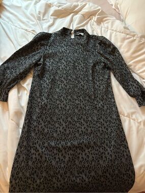 LOFT Gray, Black, and Silver Leopard Print Dress